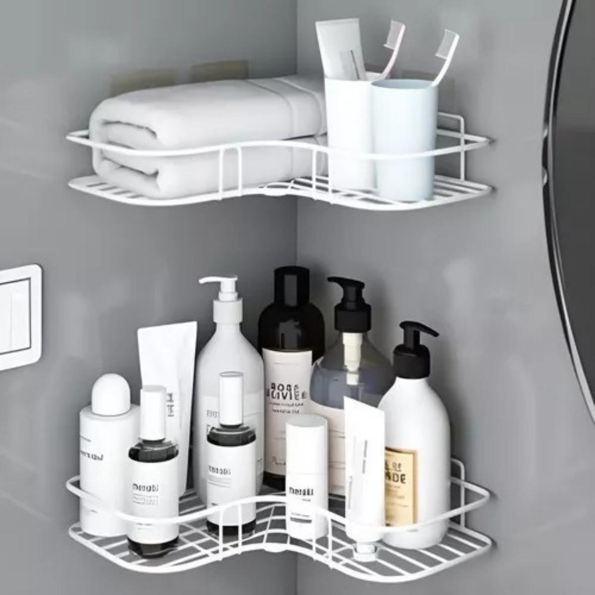 Suporte Porta Shampoo Branco Prateleira De Banheiro Suporte Porta Shampoo Branco Prateleira De Banheiro